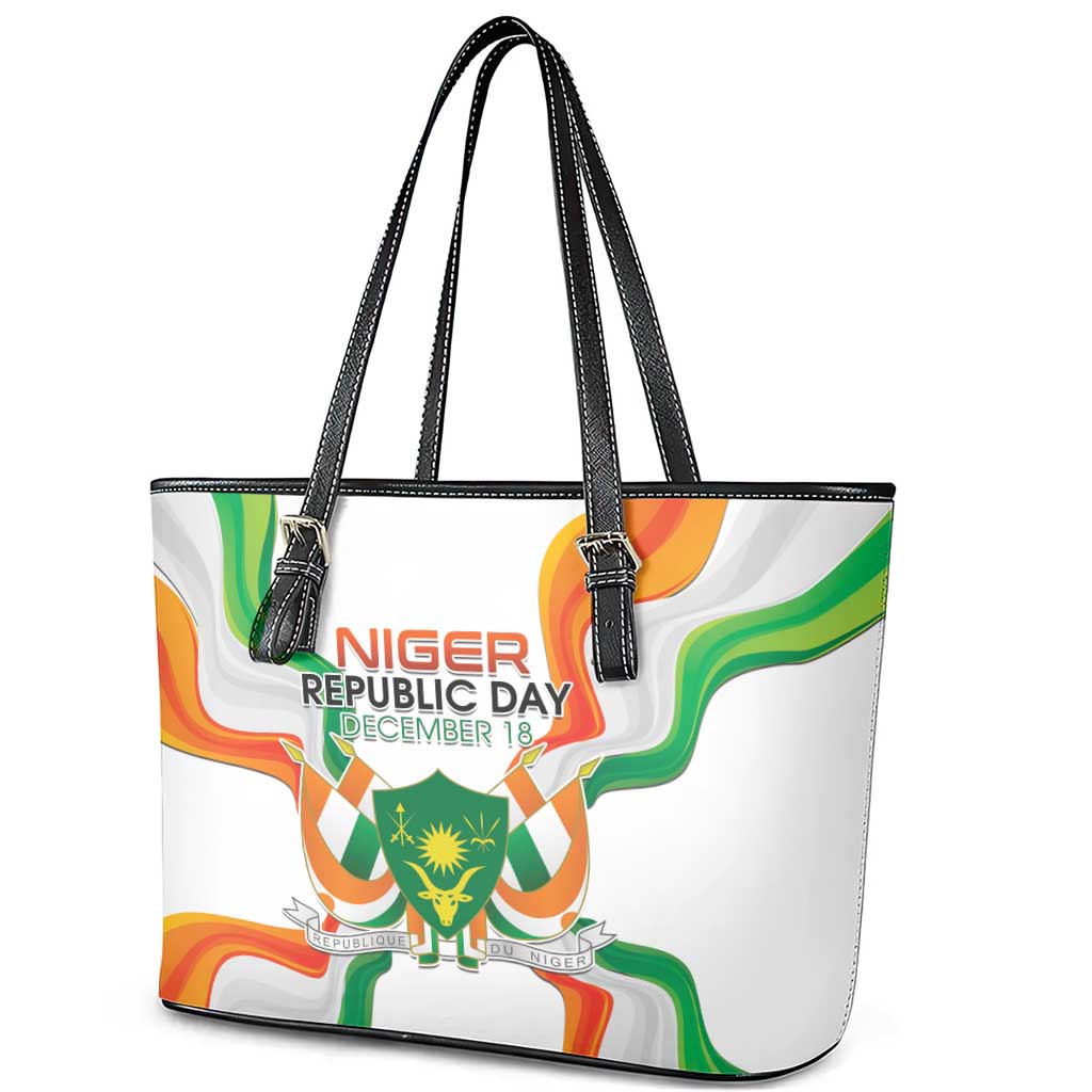 Jamhuriyar Nijar Republic Day Leather Tote Bag Coat Of Arms With Flag - African Pride