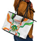 Jamhuriyar Nijar Republic Day Leather Tote Bag Coat Of Arms With Flag - African Pride