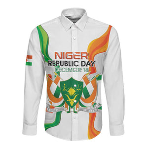 Personalized Jamhuriyar Nijar Republic Day Long Sleeve Button Shirt Coat Of Arms With Flag - African Pride