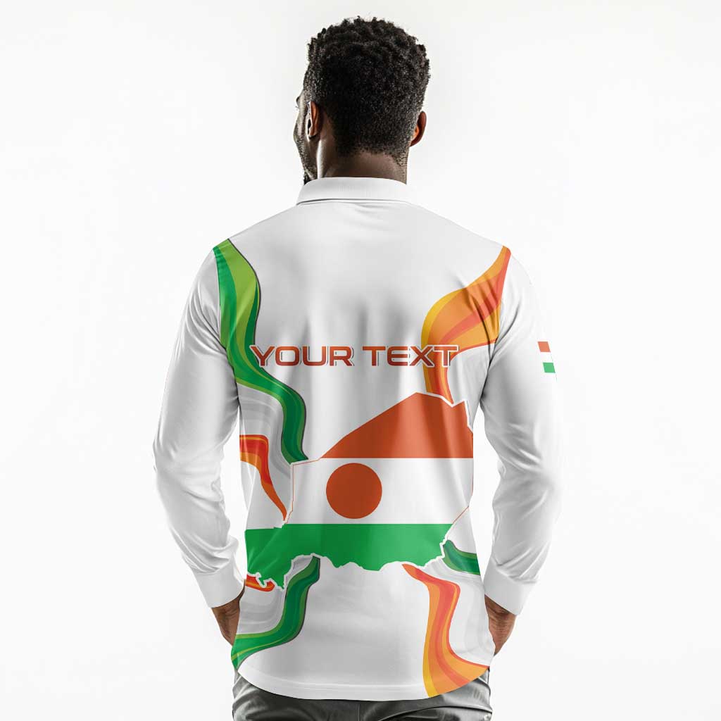 Personalized Jamhuriyar Nijar Republic Day Long Sleeve Polo Shirt Coat Of Arms With Flag - African Pride