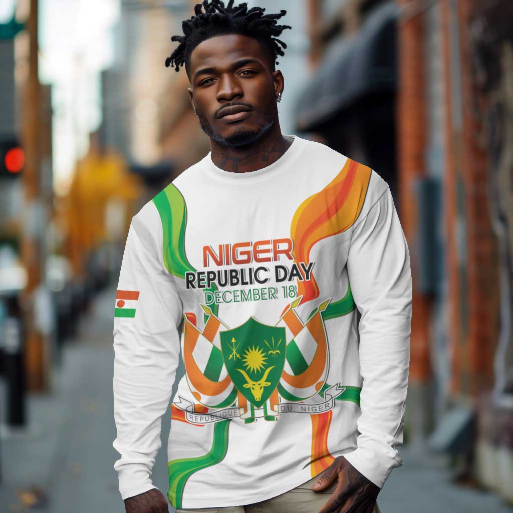 Personalized Jamhuriyar Nijar Republic Day Long Sleeve Shirt Coat Of Arms With Flag - African Pride