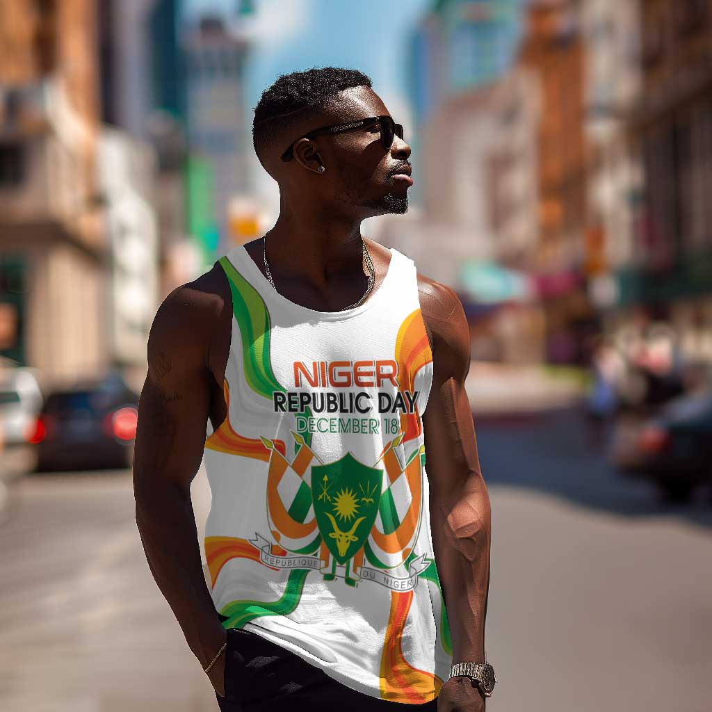 Personalized Jamhuriyar Nijar Republic Day Men Tank Top Coat Of Arms With Flag - African Pride