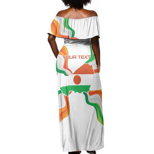 Personalized Jamhuriyar Nijar Republic Day Off Shoulder Maxi Dress Coat Of Arms With Flag - African Pride