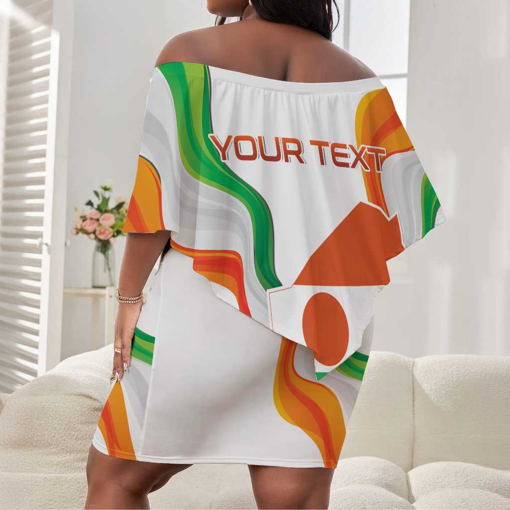 Personalized Jamhuriyar Nijar Republic Day Off Shoulder Short Dress Coat Of Arms With Flag - African Pride