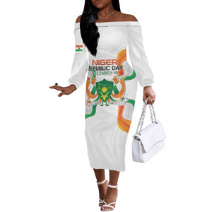 Personalized Jamhuriyar Nijar Republic Day Off The Shoulder Long Sleeve Dress Coat Of Arms With Flag - African Pride