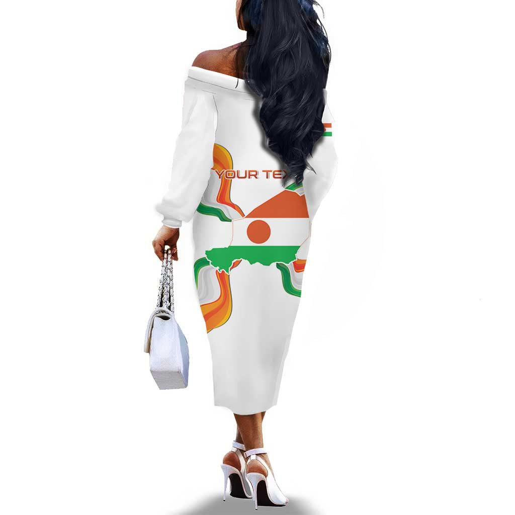 Personalized Jamhuriyar Nijar Republic Day Off The Shoulder Long Sleeve Dress Coat Of Arms With Flag - African Pride