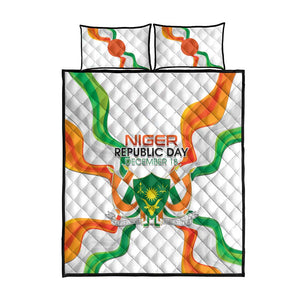 Jamhuriyar Nijar Republic Day Quilt Bed Set Coat Of Arms With Flag - African Pride