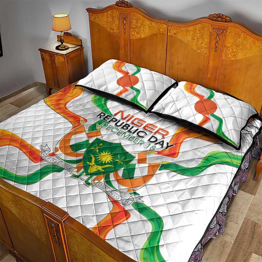 Jamhuriyar Nijar Republic Day Quilt Bed Set Coat Of Arms With Flag - African Pride