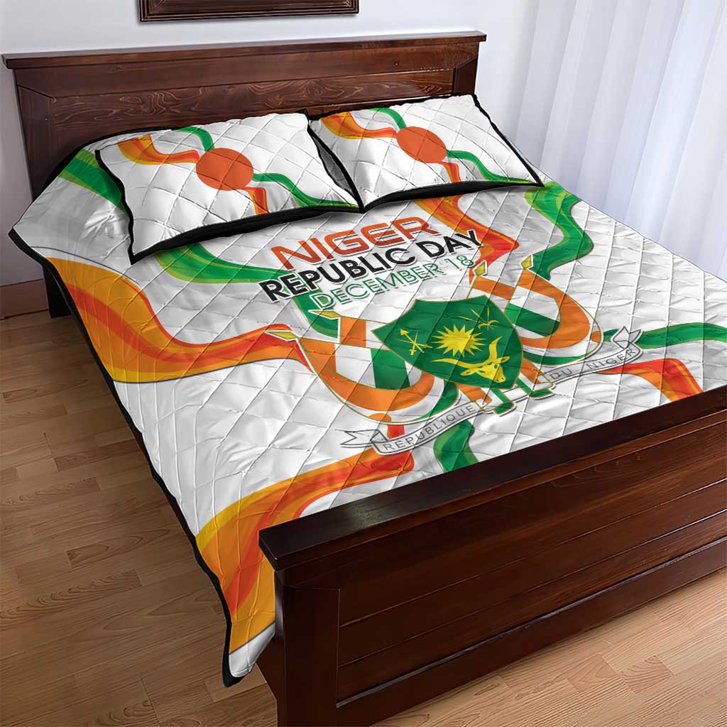 Jamhuriyar Nijar Republic Day Quilt Bed Set Coat Of Arms With Flag - African Pride