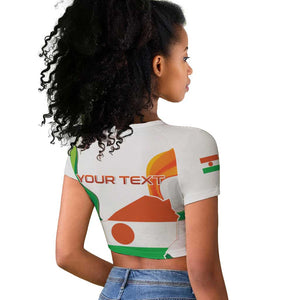 Personalized Jamhuriyar Nijar Republic Day Raglan Cropped T shirt Coat Of Arms With Flag - African Pride