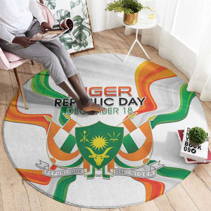 Jamhuriyar Nijar Republic Day Round Carpet Coat Of Arms With Flag - African Pride
