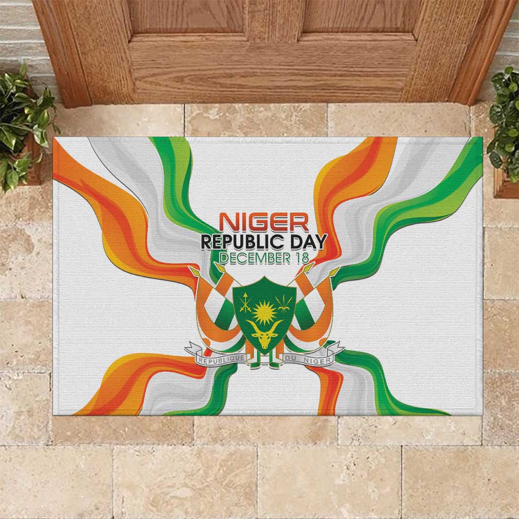 Jamhuriyar Nijar Republic Day Rubber Doormat Coat Of Arms With Flag - African Pride