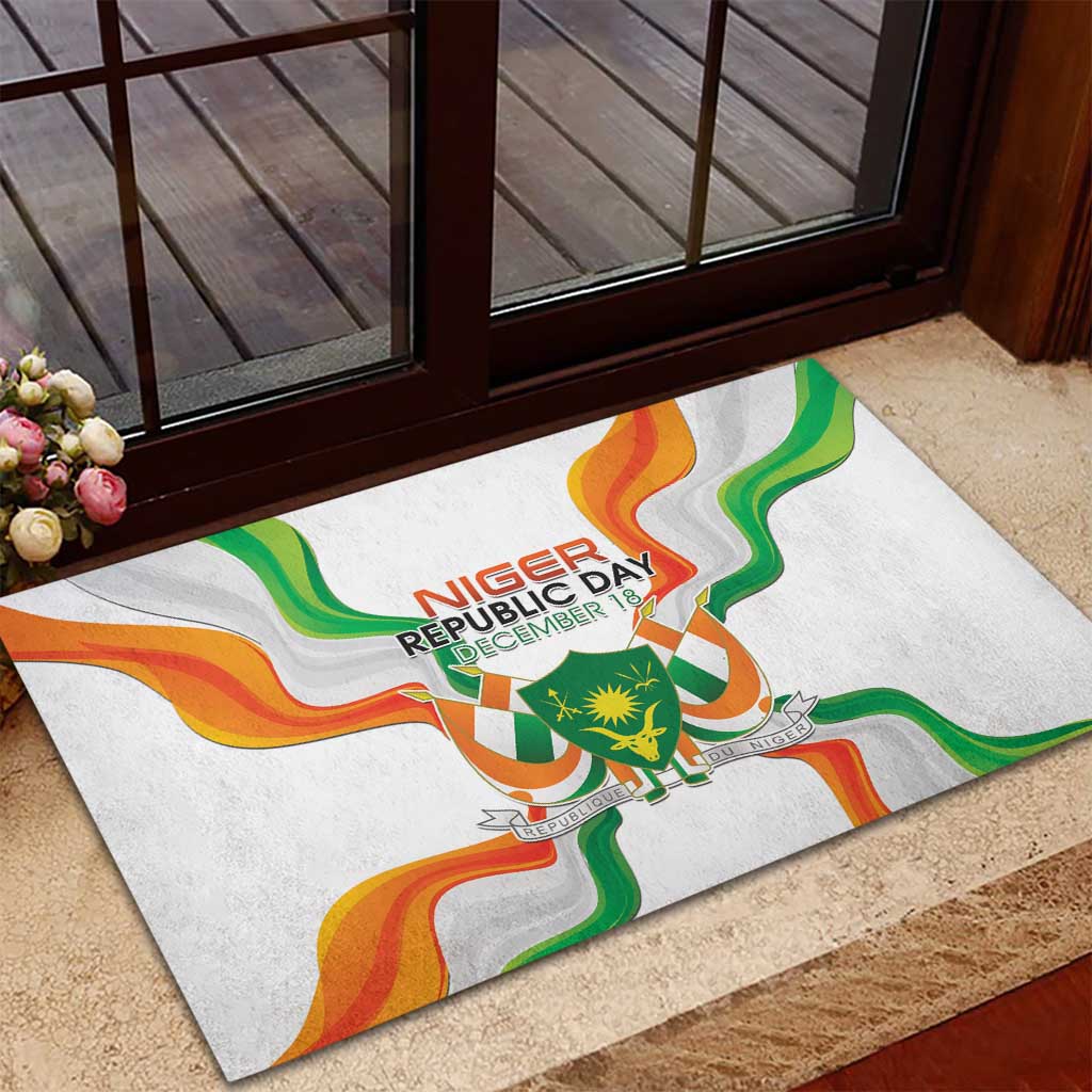 Jamhuriyar Nijar Republic Day Rubber Doormat Coat Of Arms With Flag - African Pride