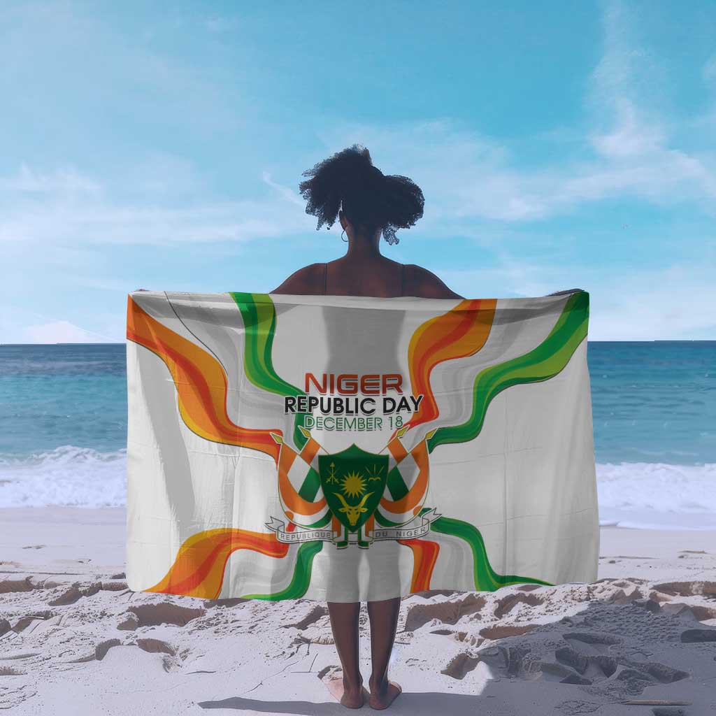 Jamhuriyar Nijar Republic Day Sarong Coat Of Arms With Flag - African Pride