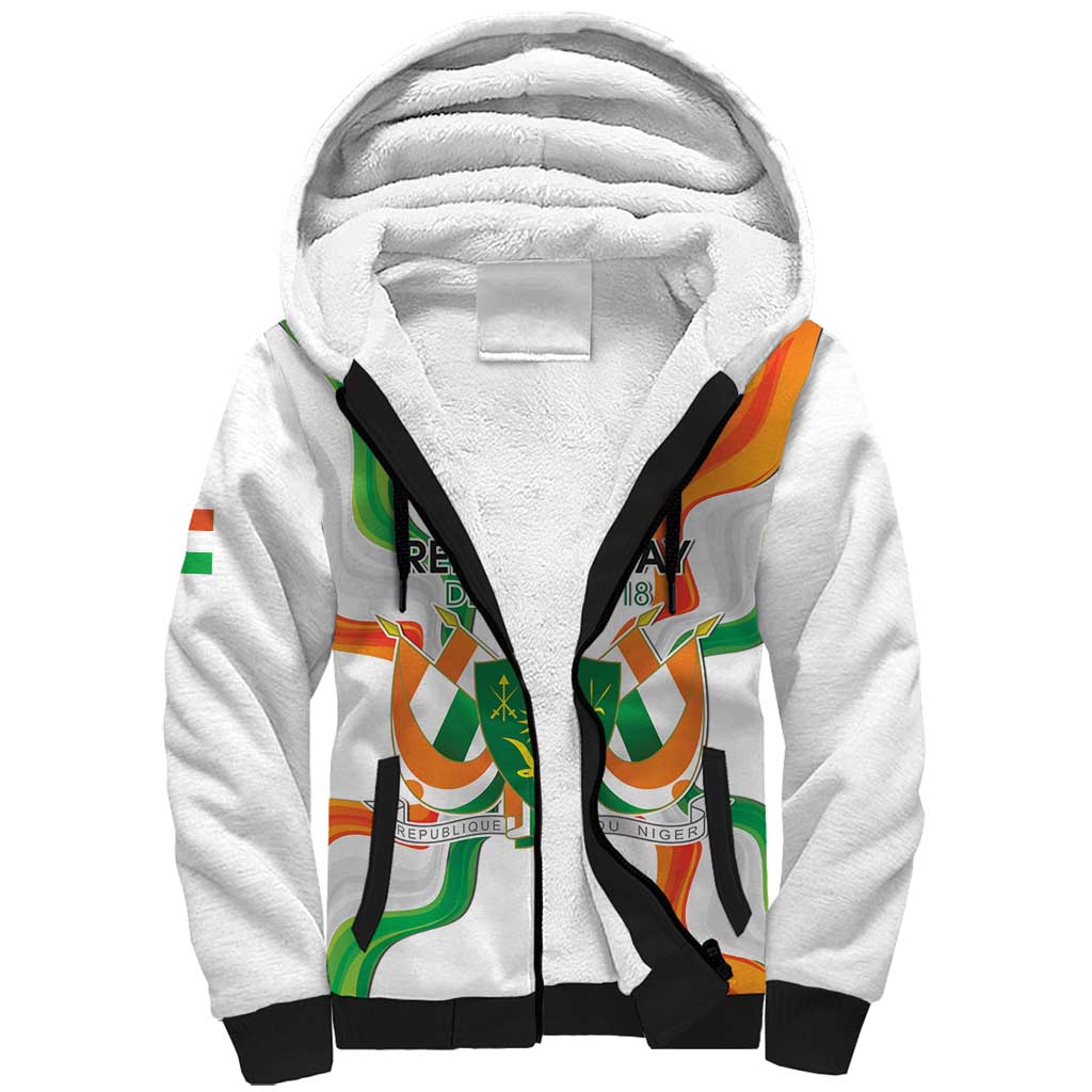Personalized Jamhuriyar Nijar Republic Day Sherpa Hoodie Coat Of Arms With Flag - African Pride