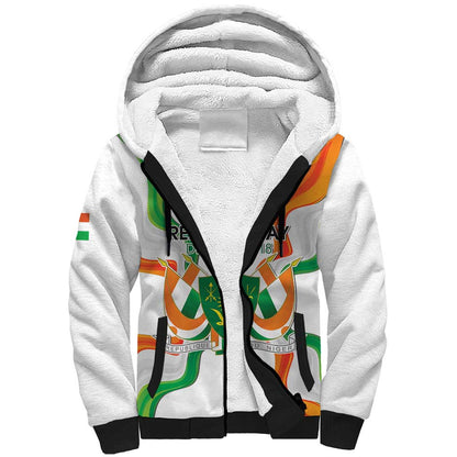 Personalized Jamhuriyar Nijar Republic Day Sherpa Hoodie Coat Of Arms With Flag - African Pride
