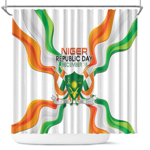 Jamhuriyar Nijar Republic Day Shower Curtain Coat Of Arms With Flag - African Pride