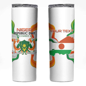 Personalized Jamhuriyar Nijar Republic Day Skinny Tumbler Coat Of Arms With Flag - African Pride
