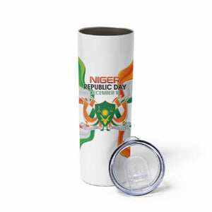 Personalized Jamhuriyar Nijar Republic Day Skinny Tumbler Coat Of Arms With Flag - African Pride