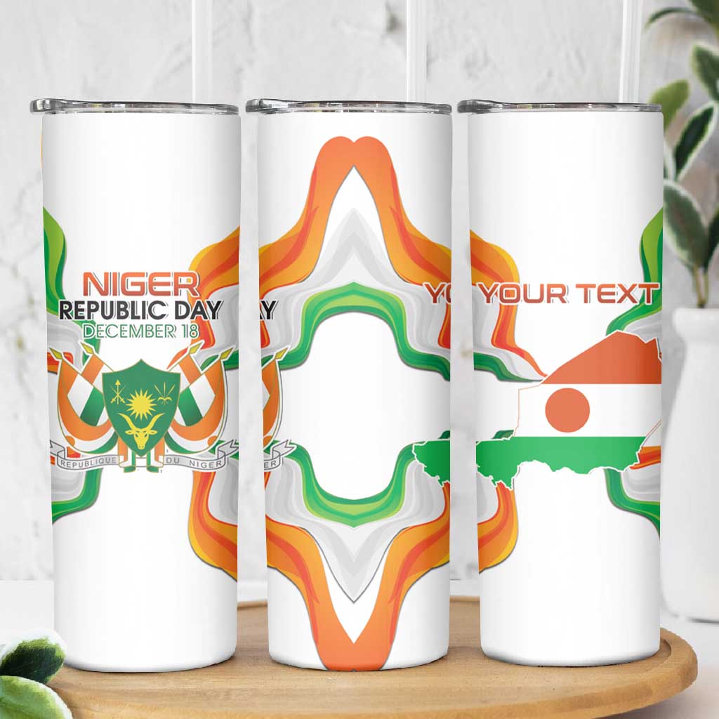 Personalized Jamhuriyar Nijar Republic Day Skinny Tumbler Coat Of Arms With Flag - African Pride