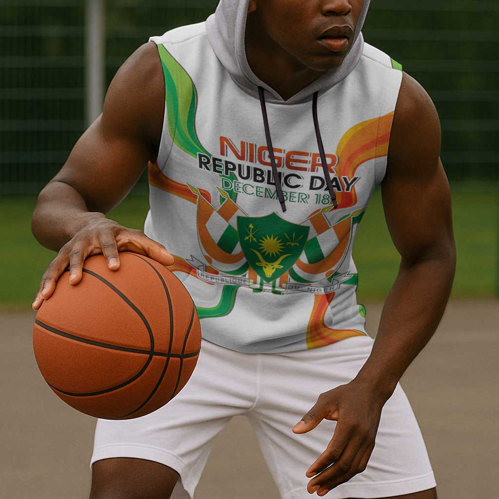 Personalized Jamhuriyar Nijar Republic Day Sleeveless Hoodie Coat Of Arms With Flag - African Pride