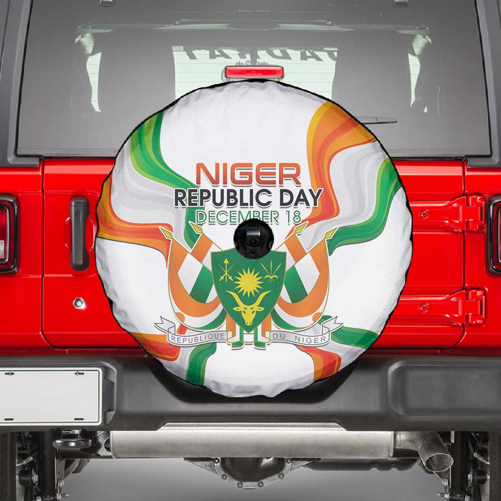 Jamhuriyar Nijar Republic Day Spare Tire Cover Coat Of Arms With Flag - African Pride