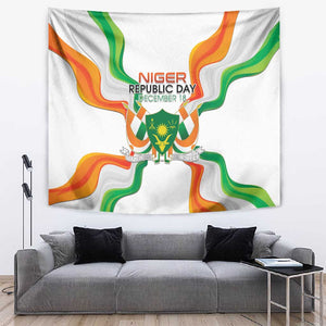 Jamhuriyar Nijar Republic Day Tapestry Coat Of Arms With Flag - African Pride