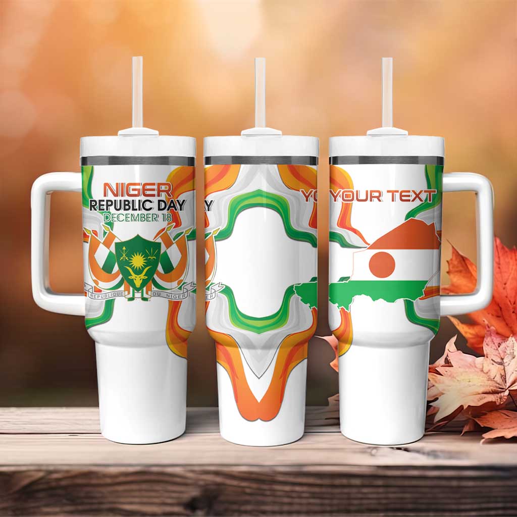 Personalized Jamhuriyar Nijar Republic Day Tumbler With Handle Coat Of Arms With Flag - African Pride