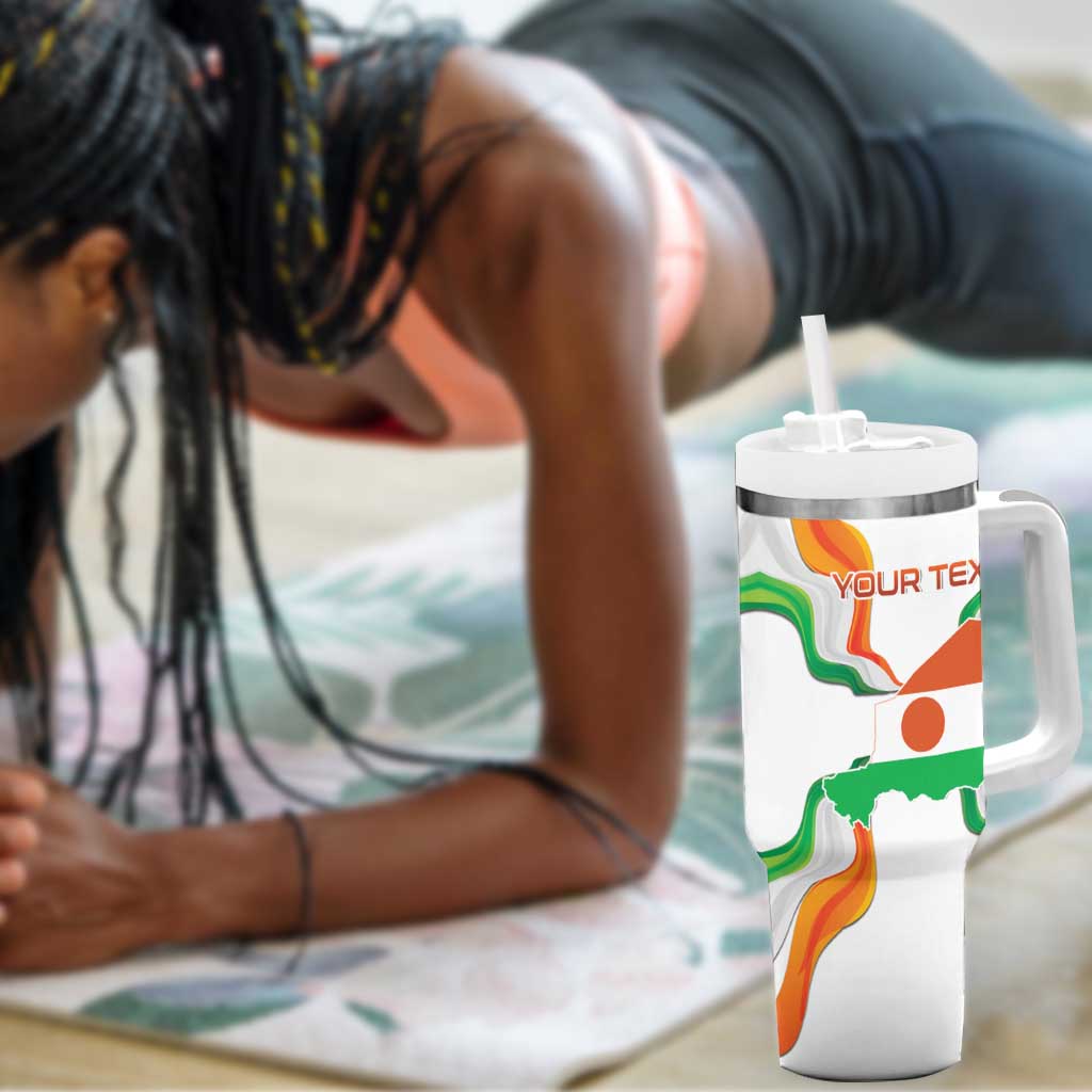 Personalized Jamhuriyar Nijar Republic Day Tumbler With Handle Coat Of Arms With Flag - African Pride