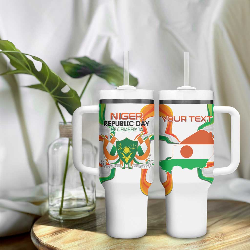 Personalized Jamhuriyar Nijar Republic Day Tumbler With Handle Coat Of Arms With Flag - African Pride
