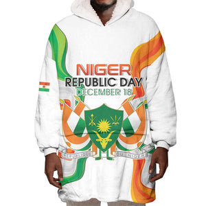 Personalized Jamhuriyar Nijar Republic Day Wearable Blanket Hoodie Coat Of Arms With Flag - African Pride