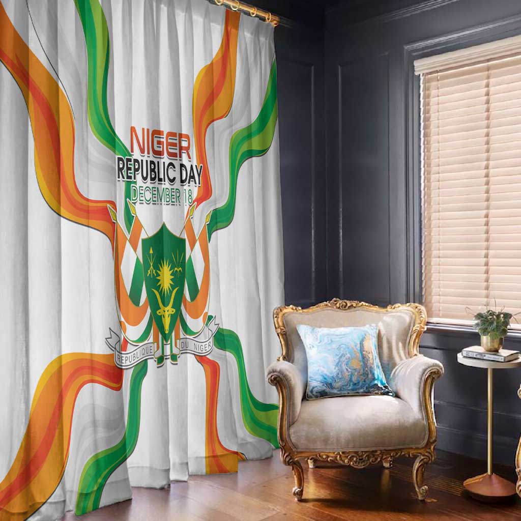 Jamhuriyar Nijar Republic Day Window Curtain Coat Of Arms With Flag - African Pride