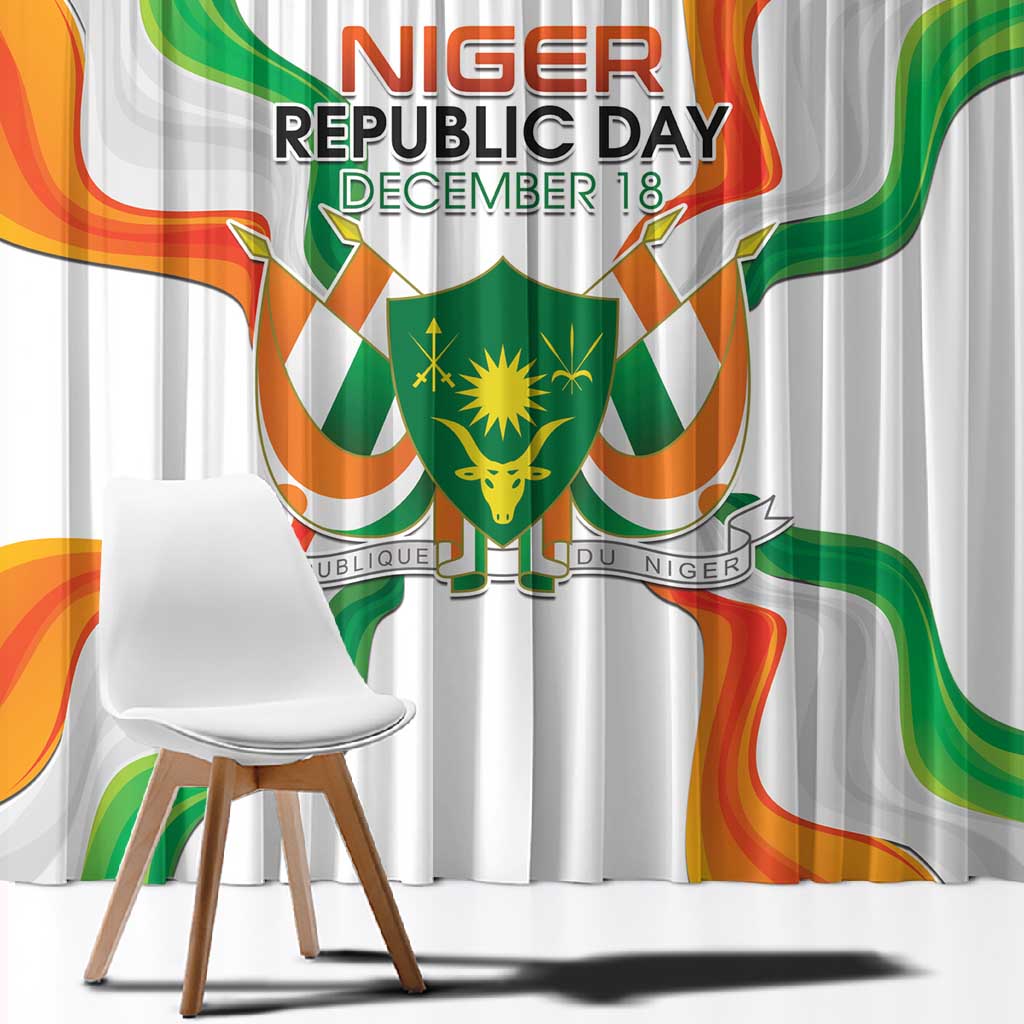 Jamhuriyar Nijar Republic Day Window Curtain Coat Of Arms With Flag - African Pride