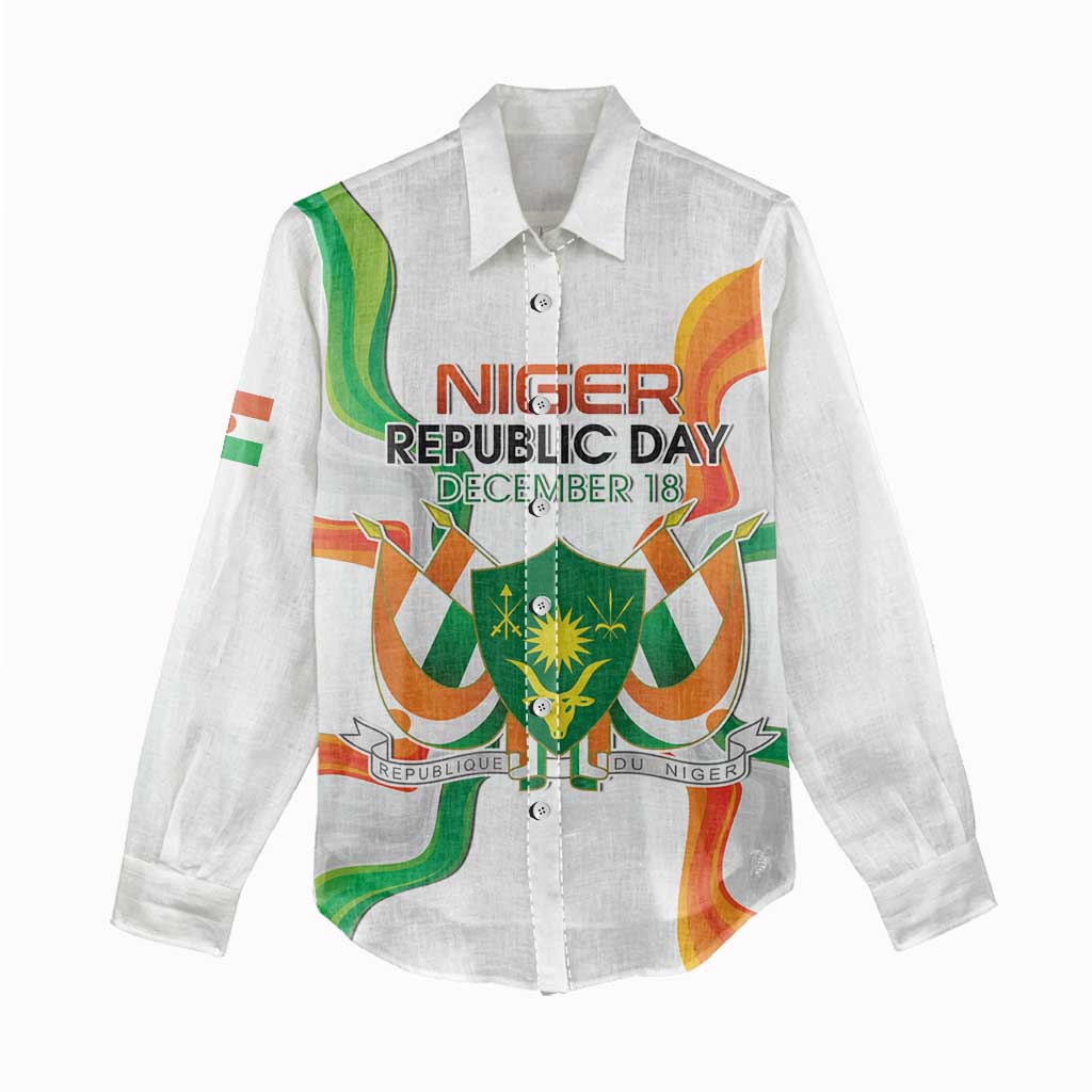 Personalized Jamhuriyar Nijar Republic Day Women Casual Shirt Coat Of Arms With Flag - African Pride