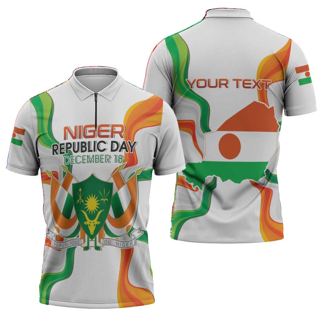 Personalized Niger Republic Day Zipper Polo Shirt Coat Of Arms With Flag