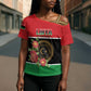 Personalized Libya Independence Day Cross Shoulder Shirt Pomegranate Blossom With Libyan Seal