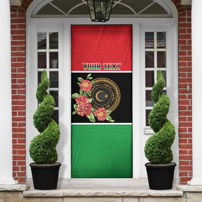 Personalized Libya Independence Day Door Cover Pomegranate Blossom With Libyan Seal