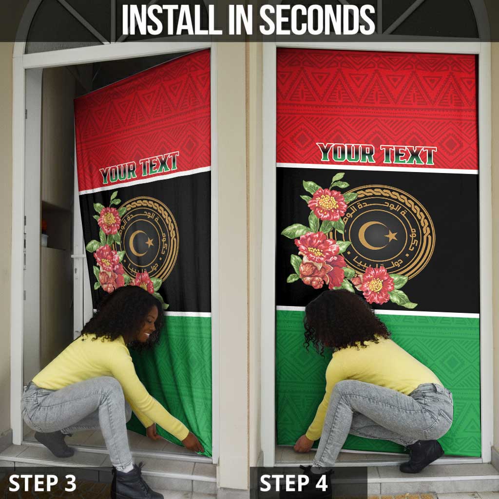 Personalized Libya Independence Day Door Cover Pomegranate Blossom With Libyan Seal