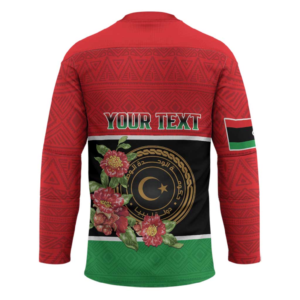 Personalized Libya Independence Day Hockey Jersey Pomegranate Blossom With Libyan Seal