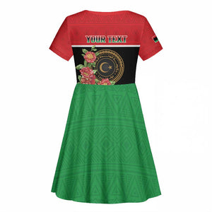 Personalized Happy Libya Kid Short Sleeve Dress Independence Day - African Pride