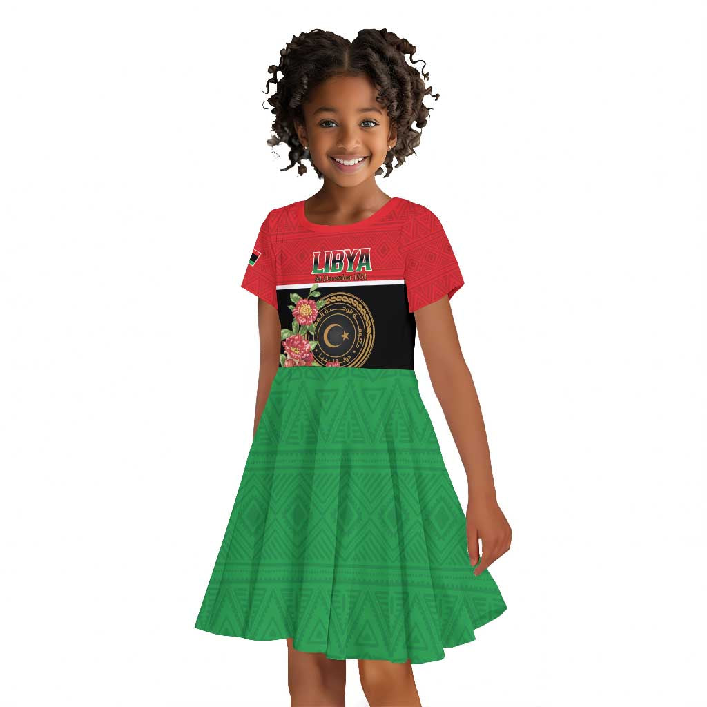 Personalized Happy Libya Kid Short Sleeve Dress Independence Day - African Pride