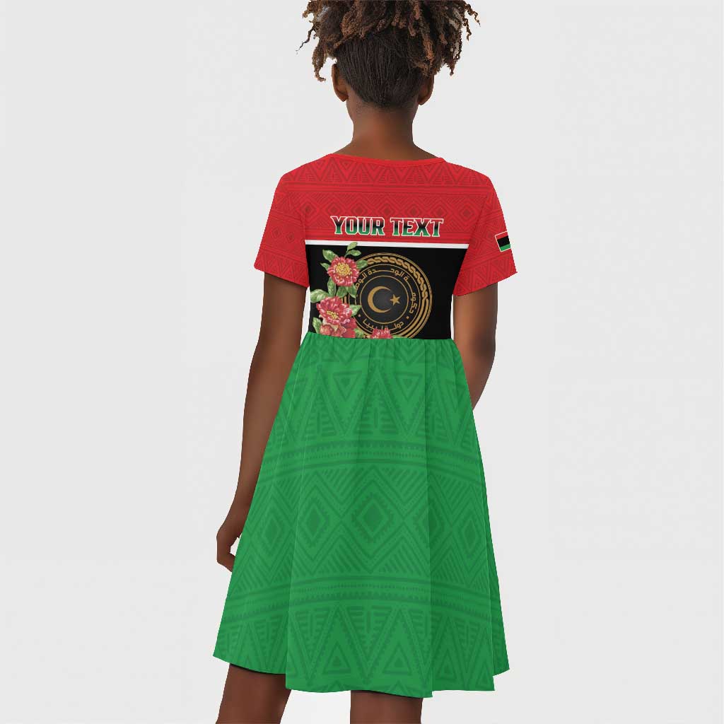 Personalized Happy Libya Kid Short Sleeve Dress Independence Day - African Pride