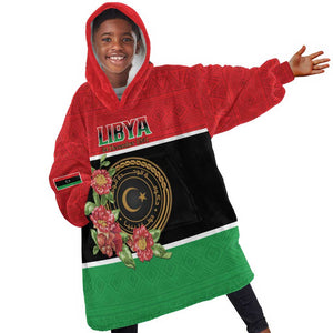 Personalized Happy Libya Kid Wearable Blanket Hoodie Independence Day - African Pride