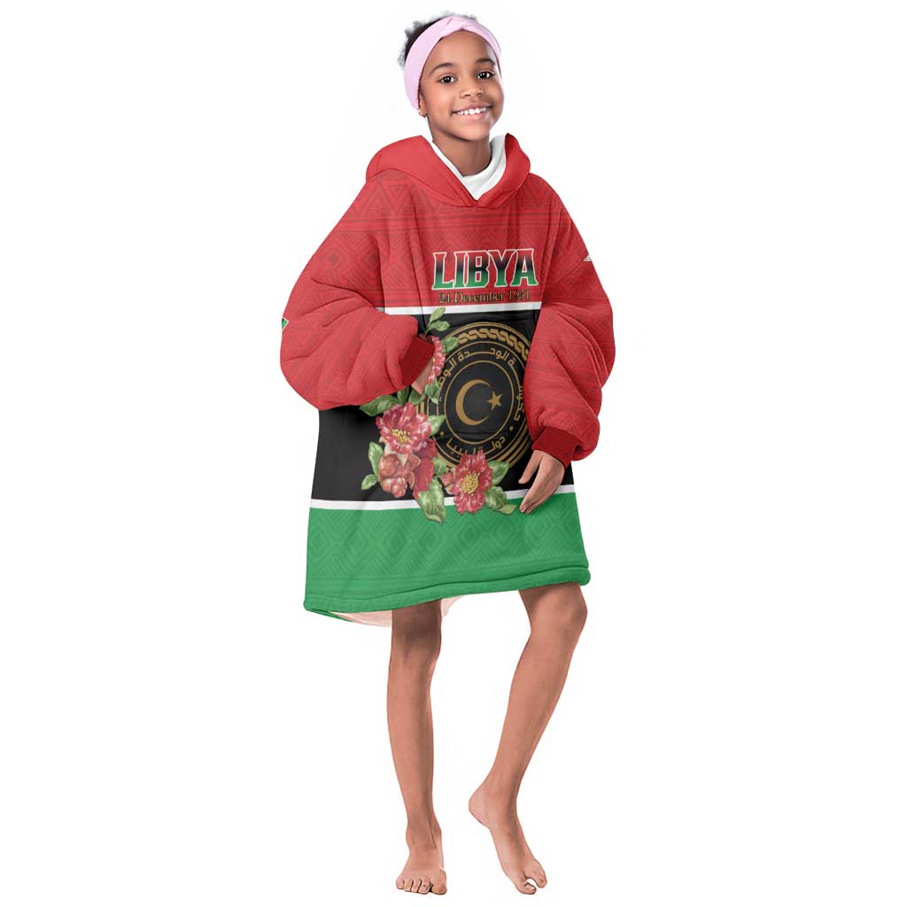 Personalized Happy Libya Kid Wearable Blanket Hoodie Independence Day - African Pride
