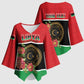 Personalized Libya Independence Day Kimono Sleeve Blouse Pomegranate Blossom With Libyan Seal