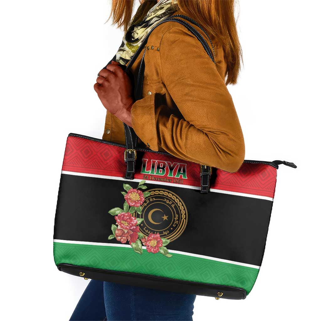 Happy Libya Leather Tote Bag Independence Day - African Pride