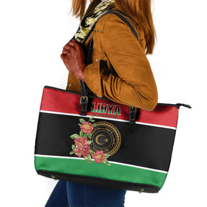 Happy Libya Leather Tote Bag Independence Day - African Pride