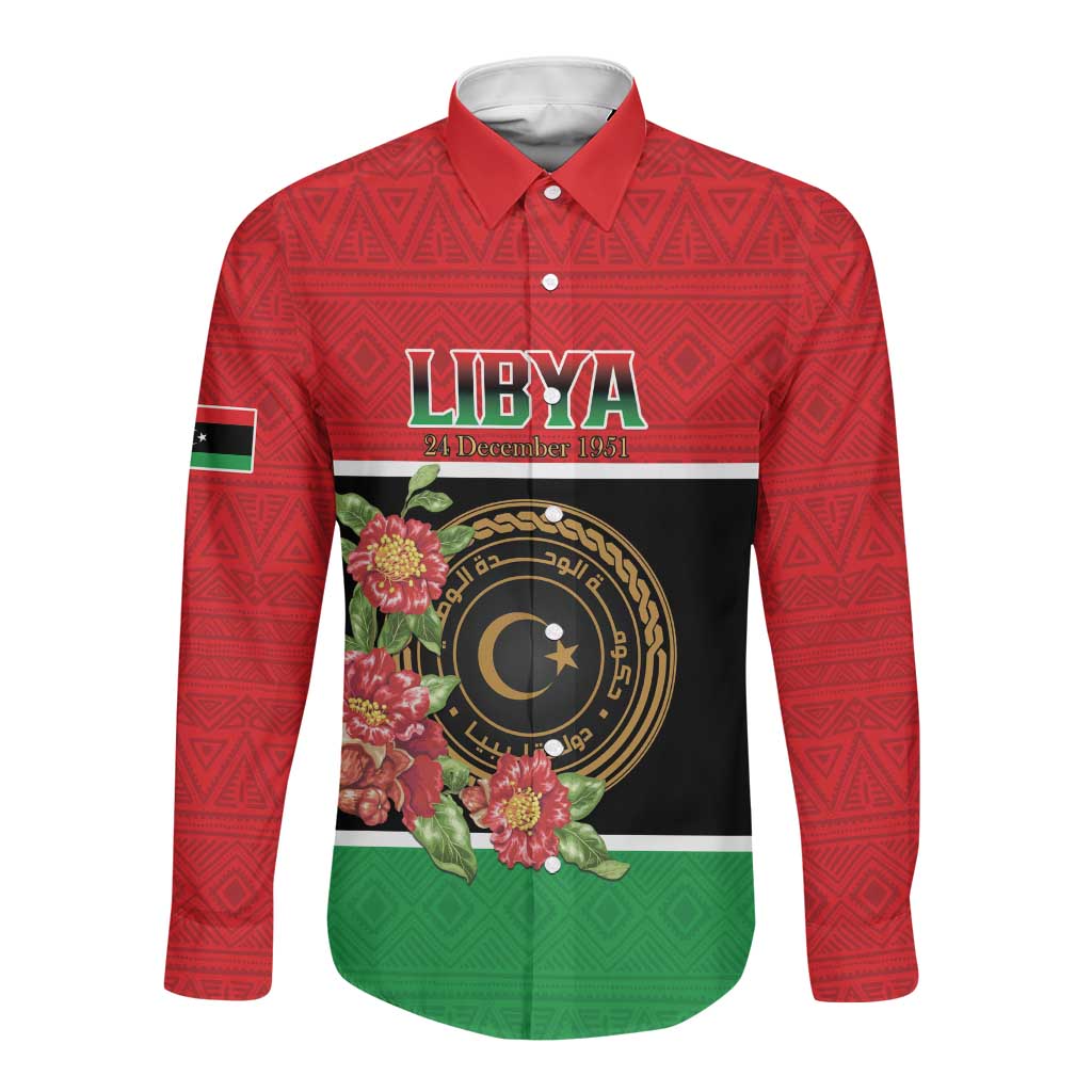 Personalized Happy Libya Long Sleeve Button Shirt Independence Day - African Pride