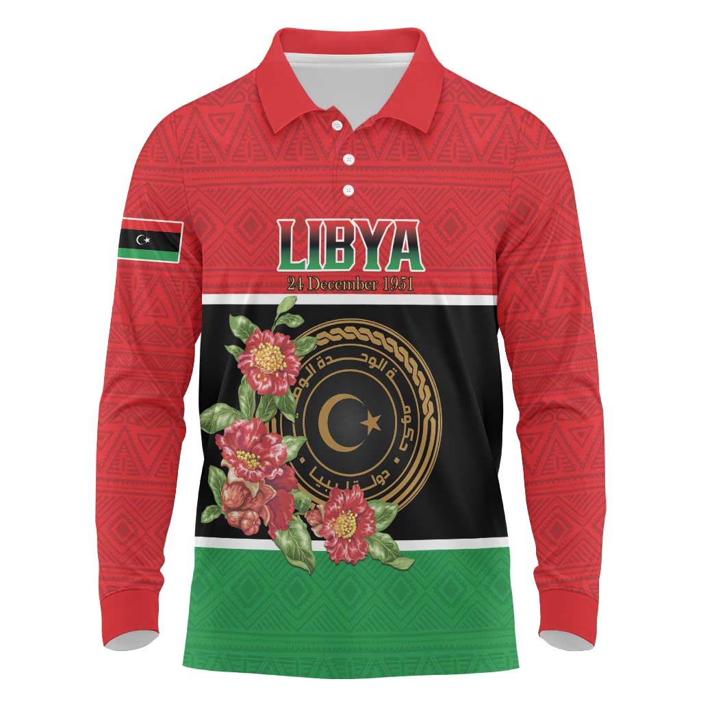 Personalized Happy Libya Long Sleeve Polo Shirt Independence Day - African Pride