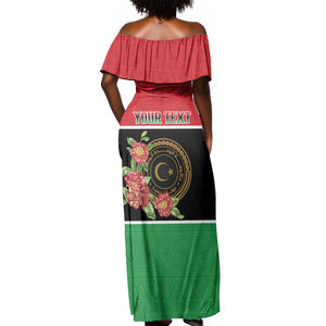 Personalized Happy Libya Off Shoulder Maxi Dress Independence Day - African Pride